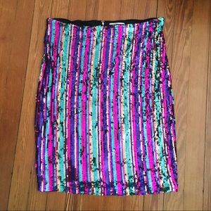 Sequin Striped Midi Skirt - Multicolor